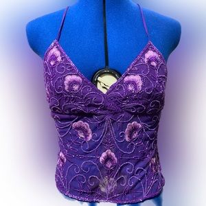 Y2K Purple Charlotte Russe Beaded Top